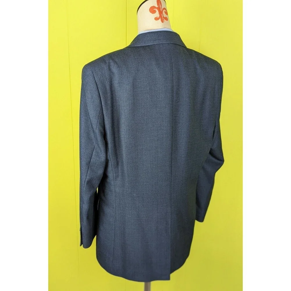 Lauren Ralph Lauren Men 40 R Blue 2-Btn Blazer Jacket Soft Woven Herringbone EUC